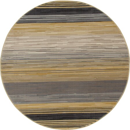 Art Carpet 8 Ft. Bastille Collection Heathered Stripe Border Woven Round Area Rug, Light Yellow 841864108100